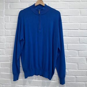 Peter Millar Sweater Mens Sz Large Blue Seaside Collection 1/4 Zip Pullover NWT